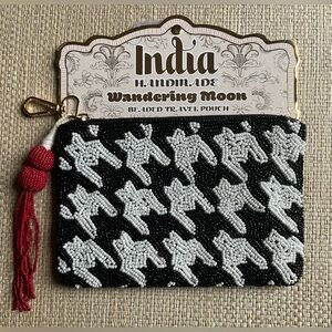 Wandering Moon Black and White Beaded Pouch